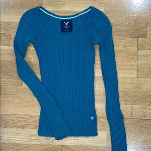 New American Eagle teal sweater